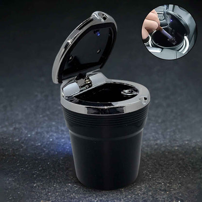Premium LED Illuminated Portable Car Ashtray with Lid (1 Pc)