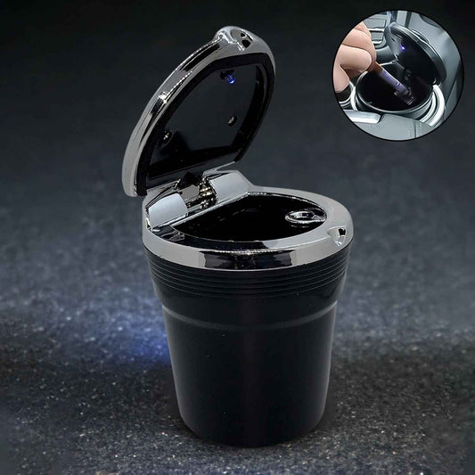 Premium LED Illuminated Portable Car Ashtray with Lid (1 Pc)