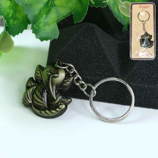 Ganesh Face Antique Black Metal Keychain (1 Pc)
