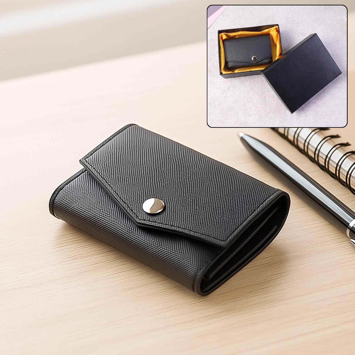 Premium Compact Multi-Card Wallet with Secure Snap Closure