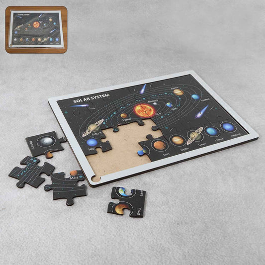 Wooden Solar System Puzzle for Kids - (1 Set)