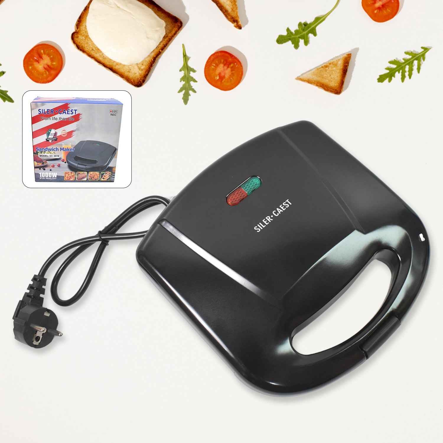 Sandwich Maker, Makes 2 Square Shape Sandwich | Non-Stick Plates| Easy to Use with Indicator Lights