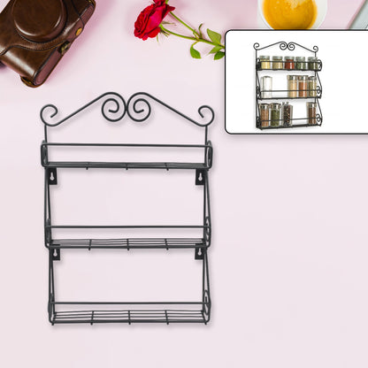 Big Wall Mounted Iron Wall Shelf with 3 Storage Racks for Kitchen