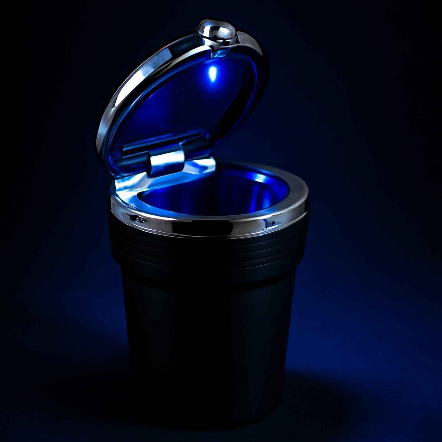 Premium LED Illuminated Portable Car Ashtray with Lid (1 Pc)