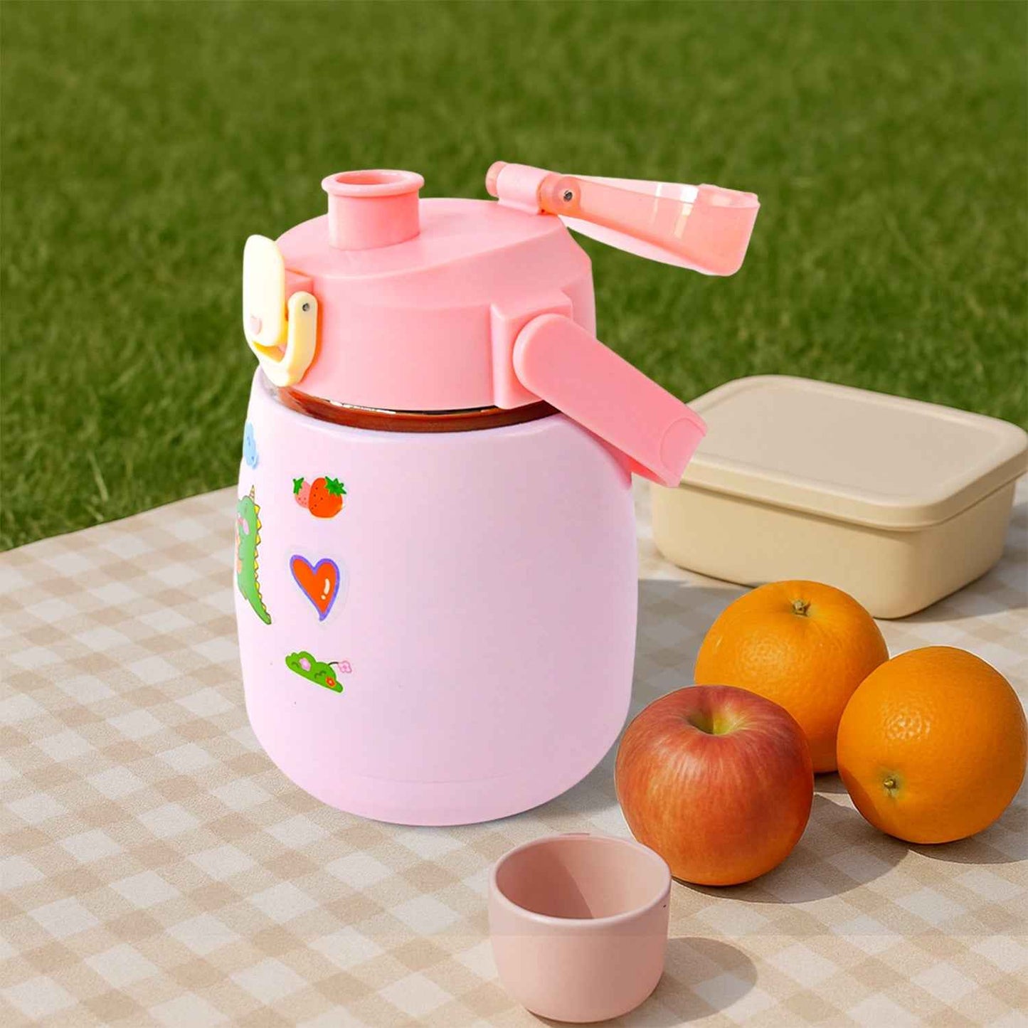 Stainless Steel Vacuum Insulated Water Bottle with Handle & Sticker (700 ML)