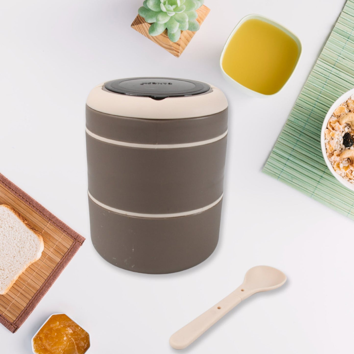 Ganesh Stack 2-Layer Stainless Steel Leak-Proof Lunch Box for Office, School, Picnic