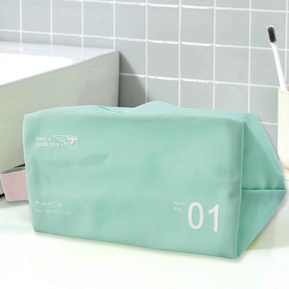 Waterproof Travel Toiletry Wash Bag /  Pouch with Zipper Side Handle - (1 Pc)