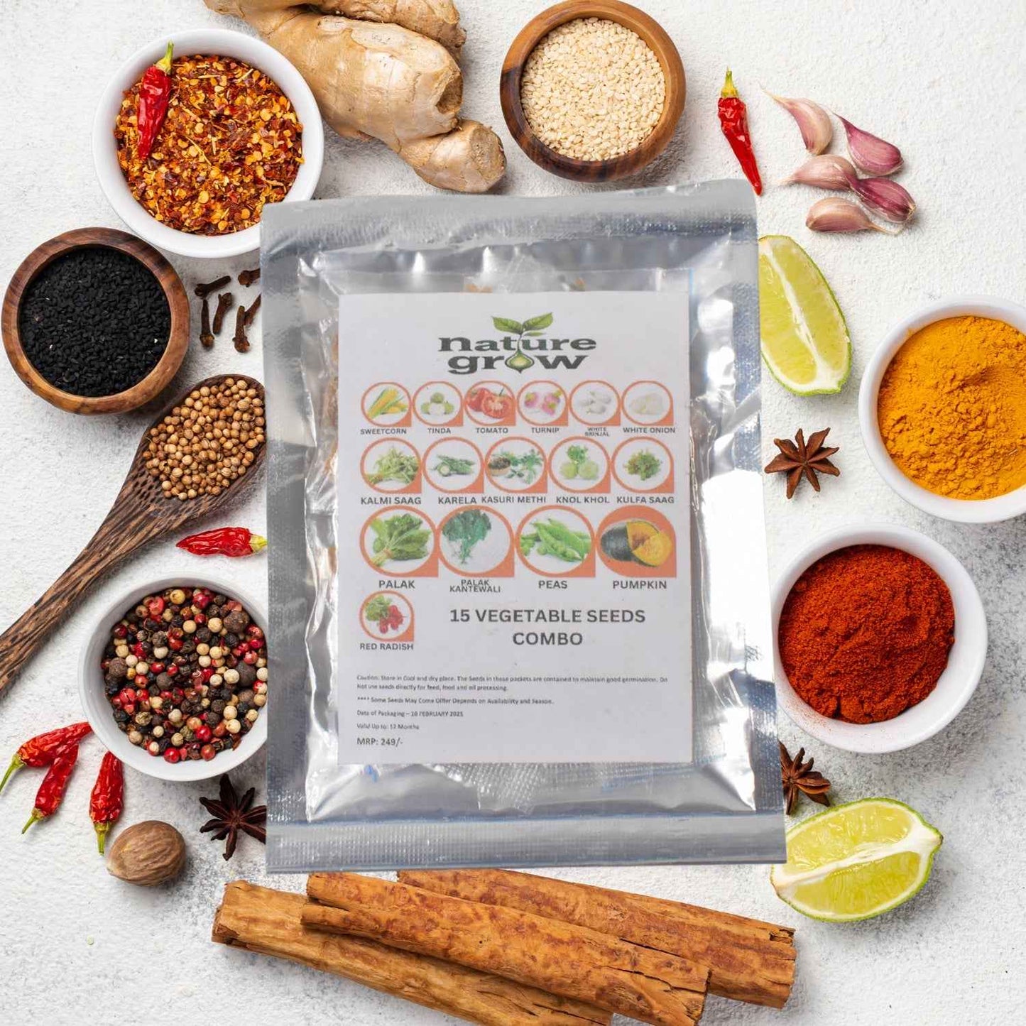 15 Varieties of Vegetable Seeds Combo (1 Pkt. / 15 Varieties)