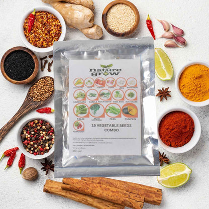 15 Varieties of Vegetable Seeds Combo (1 Pkt. / 15 Varieties)