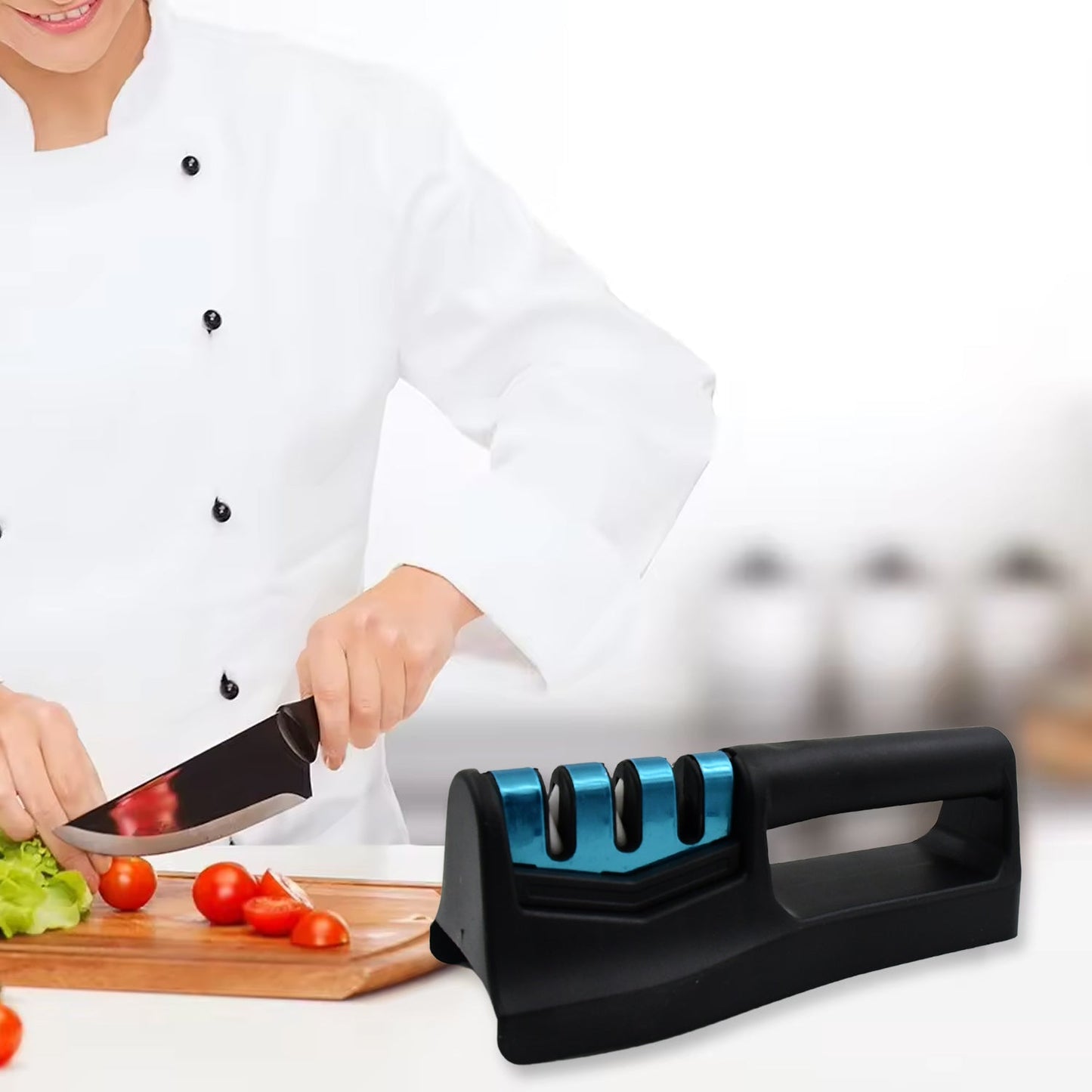 Kitchen Knife Sharpener – Handheld Chefs & Serrated (1 Pc, Chopper Not Included)