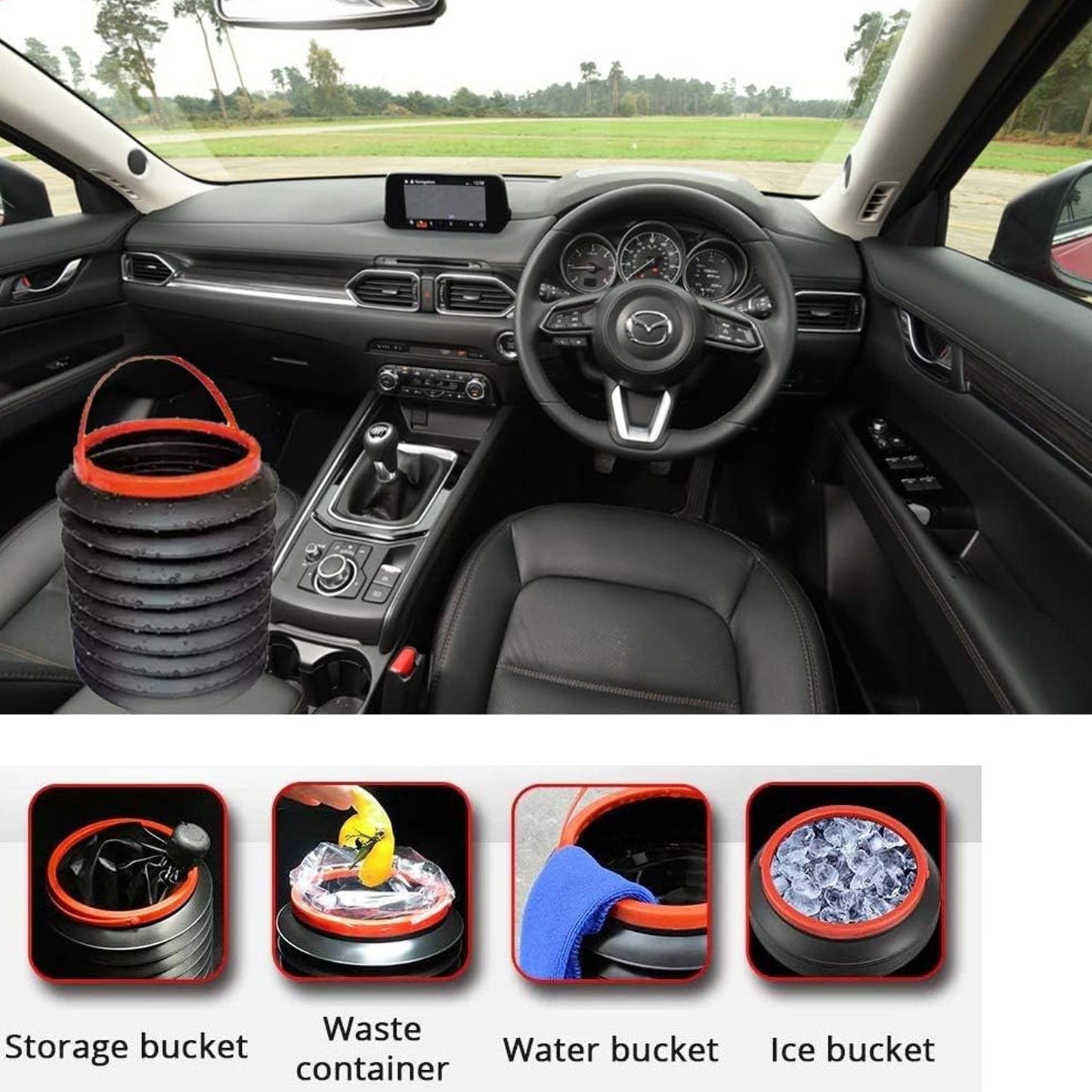 Foldable Storage Bucket – Water Container & Dustbin for Home, Car, Kitchen