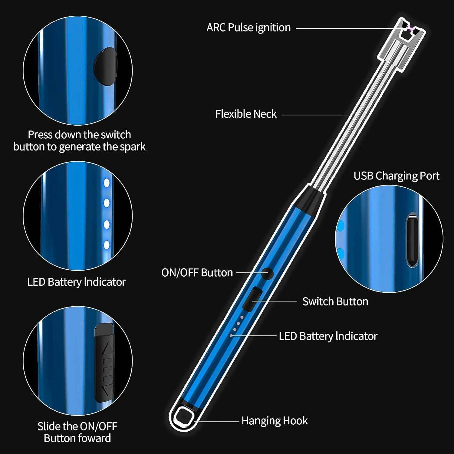 Electronic Smoking Plasma Lighters for Multipurpose Like Candles Grill BBQ (1 Pc / Mix Color)