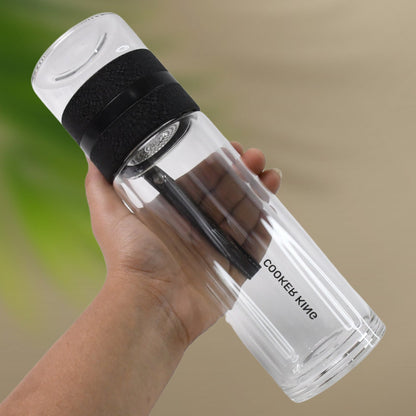 Outdoor Sport Glass Water Bottle With Steel Lid / 500 Ml Approx)