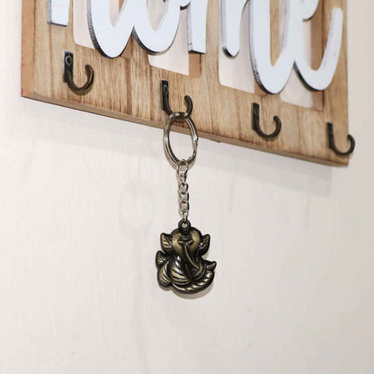 Ganesh Face Antique Black Metal Keychain (1 Pc)