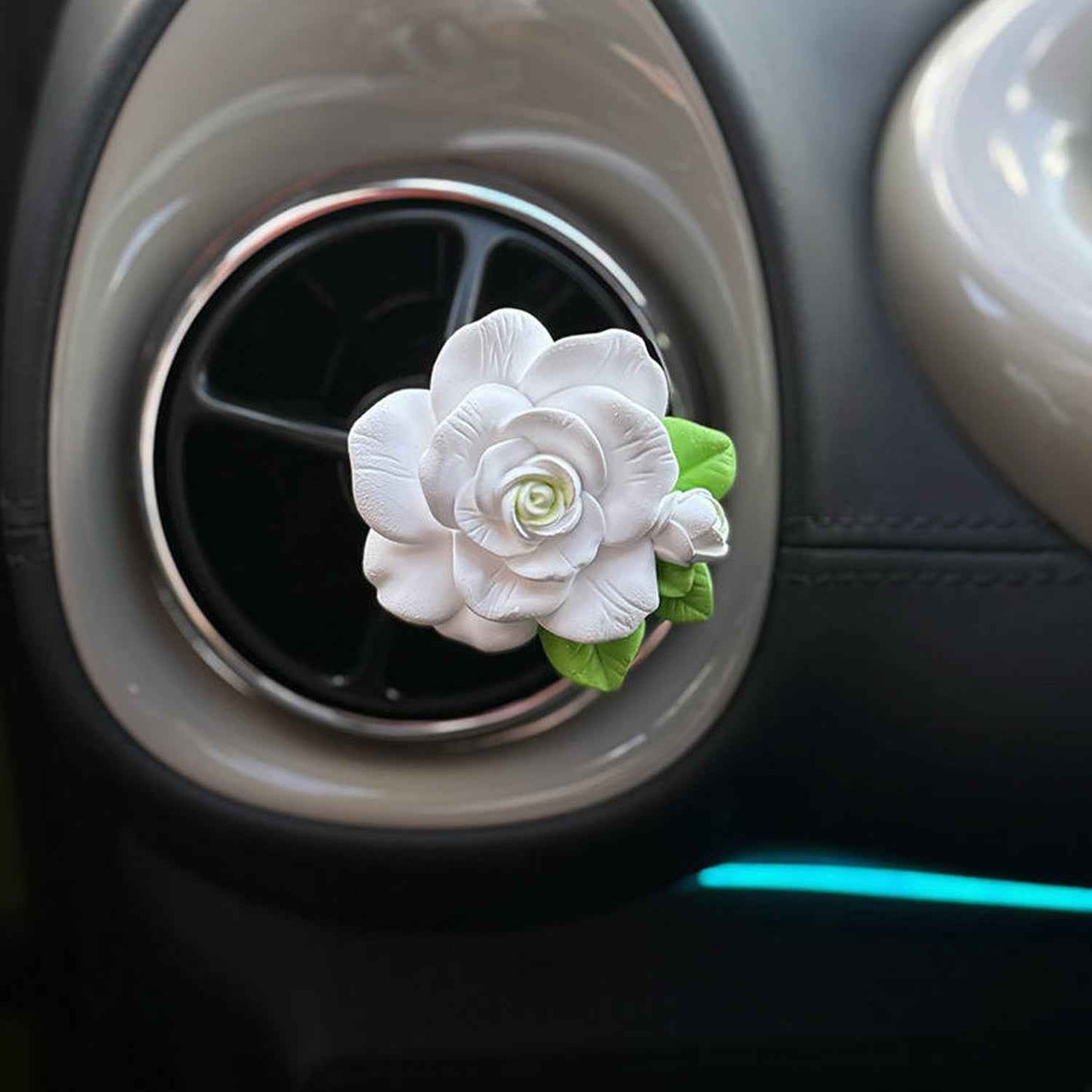 Elegant Rose Flower Car Air Freshener Clip for AC Vent with Perfume Bottle 10ML(1 Pc)