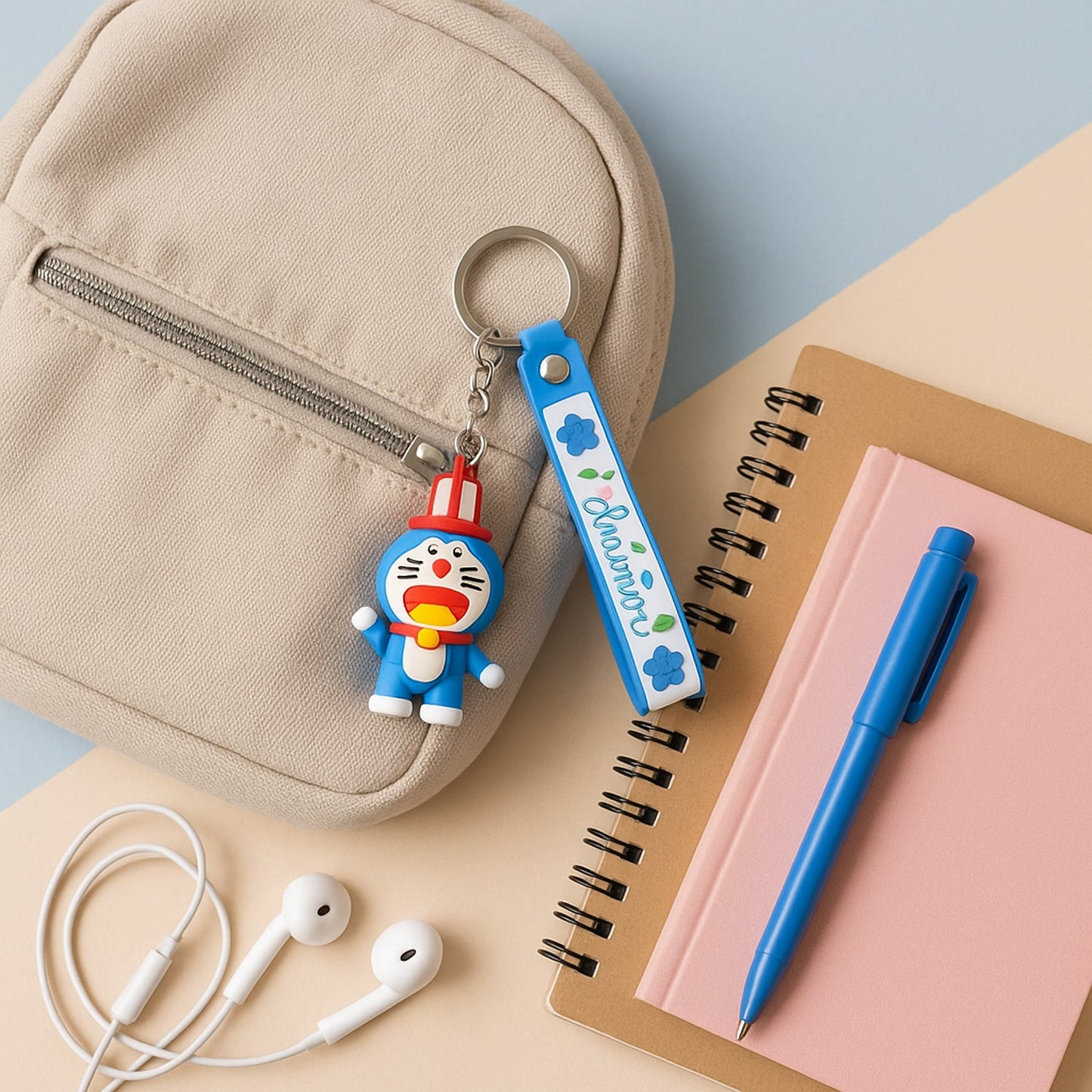 Cute Silicone 3D Key Chain with Metal Hook & Strap (Pack of 1)