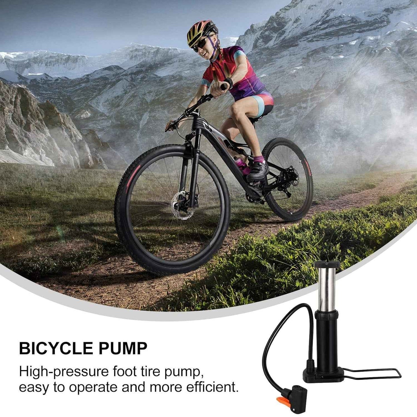 Compact Mini Foot-Operated Air Pump with Hose & Locking Valve Head