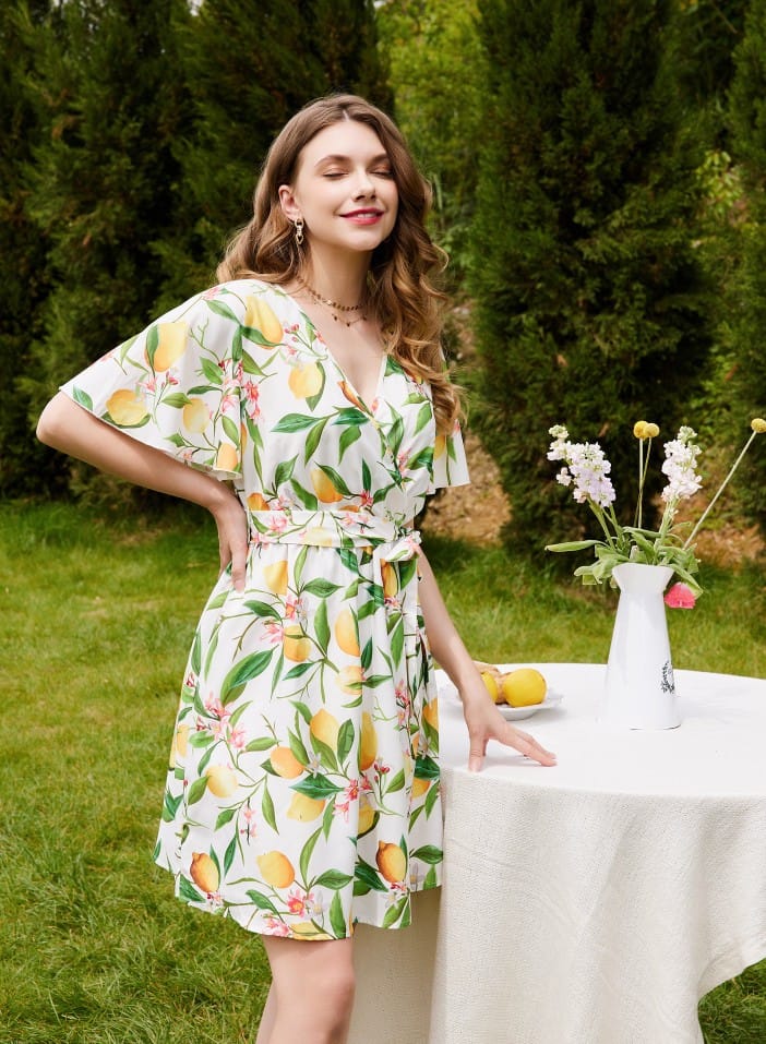 White Printed Flared Dress