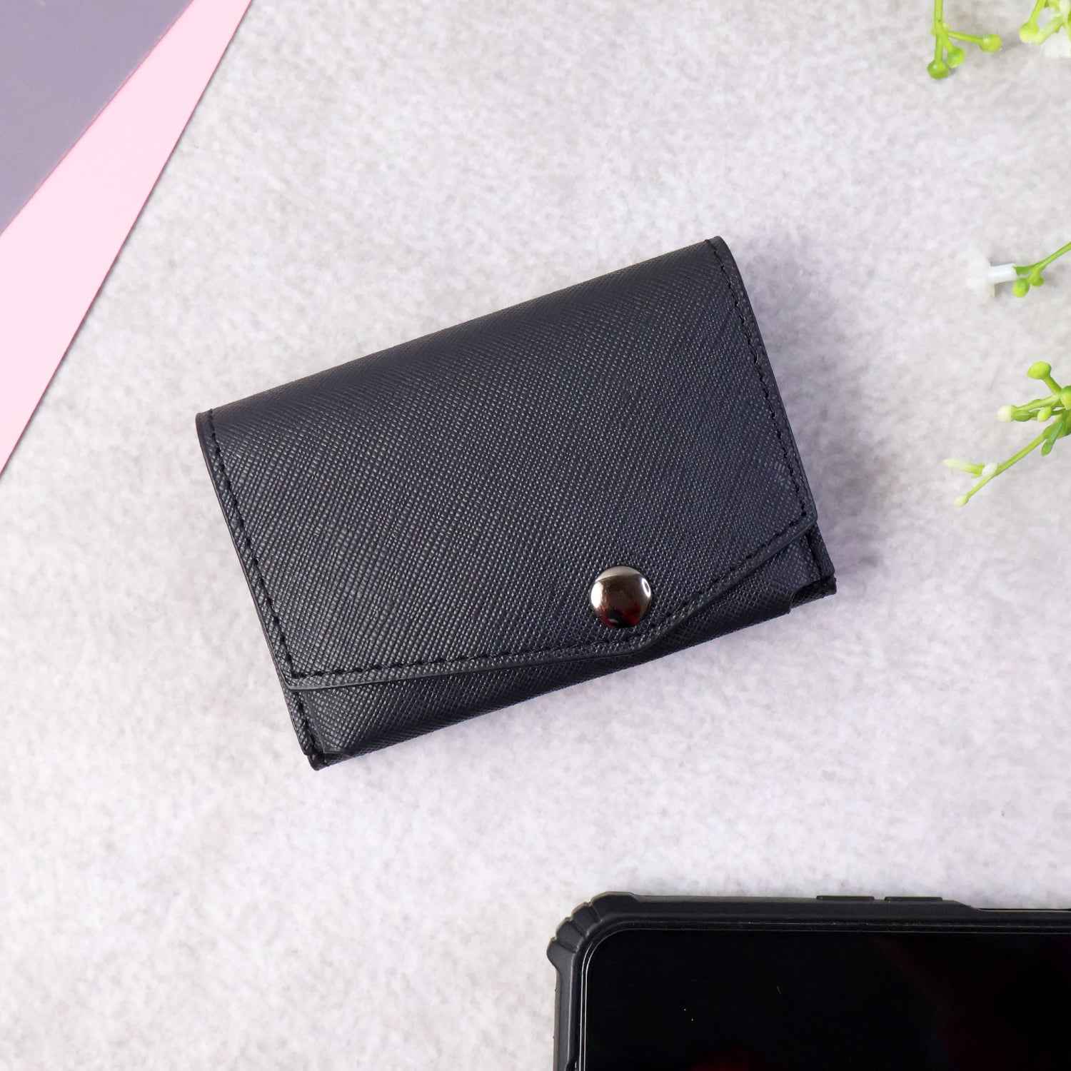 Premium Compact Multi-Card Wallet with Secure Snap Closure