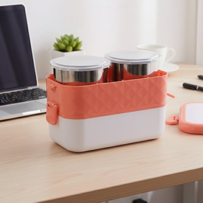 Electric Heated Lunch Box with Stainless Steel Inner Containers (1 Set)