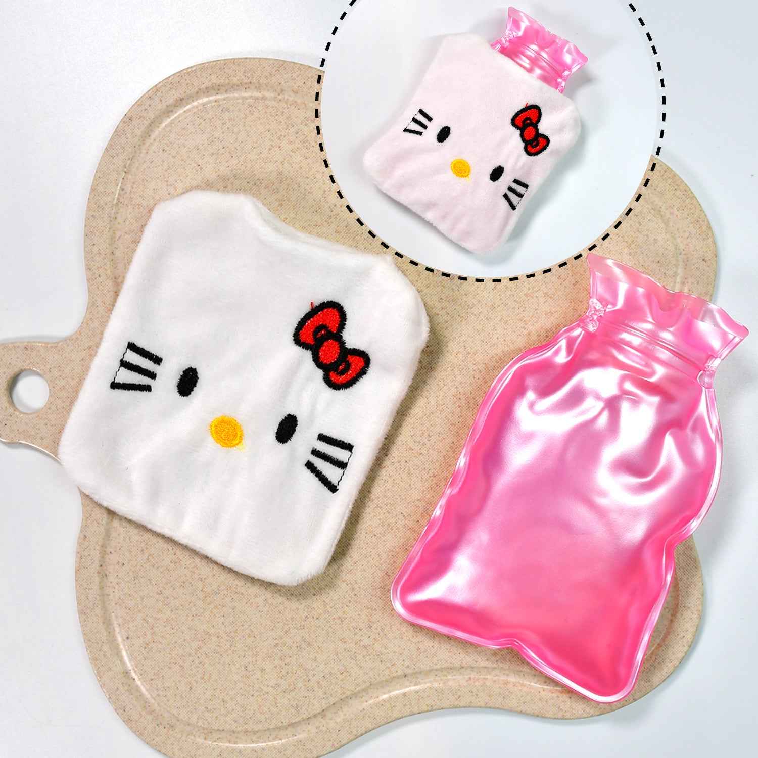 White Hello Kitty Small Hot Water Bag – Pain Relief for Neck, Shoulder, Hand & Feet, Menstrual Cramps Warmer