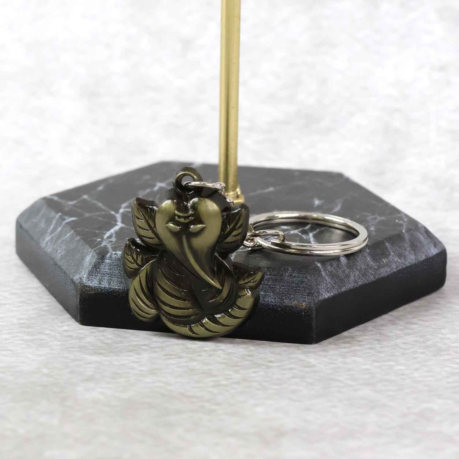 Ganesh Face Antique Black Metal Keychain (1 Pc)