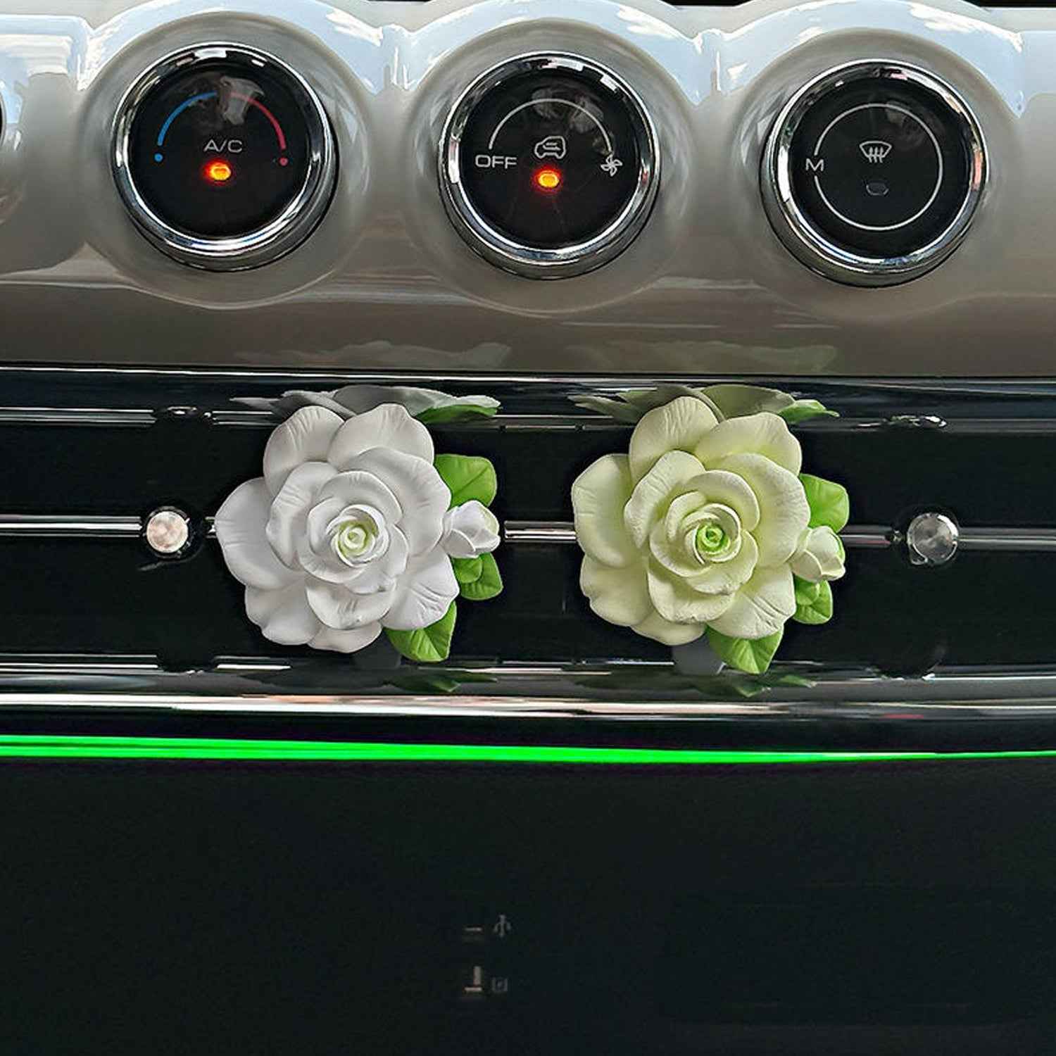 Elegant Rose Flower Car Air Freshener Clip for AC Vent with Perfume Bottle 10ML(1 Pc)