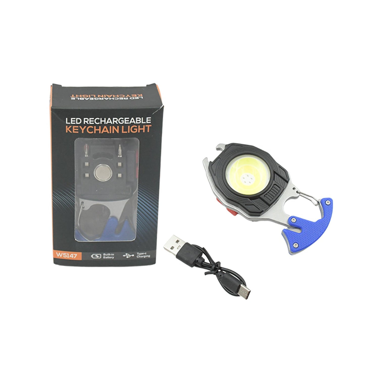 Keychain Led Flashlight Rechargeable Multi Function 6 Lighting Modes Pocket Key