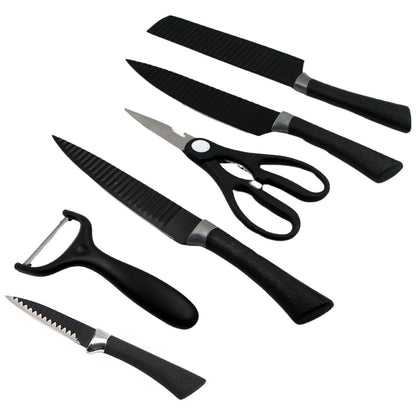 6 Pcs Professional Kitchen Knife Set with Non-Slip Handle, Peeler & Scissor