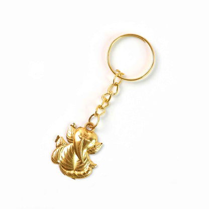 Golden Ganesh Leaf Design Keychain (1 Pc)