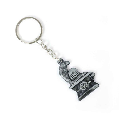 Shivling with Snake Design Silver Keychain (1 Pc)