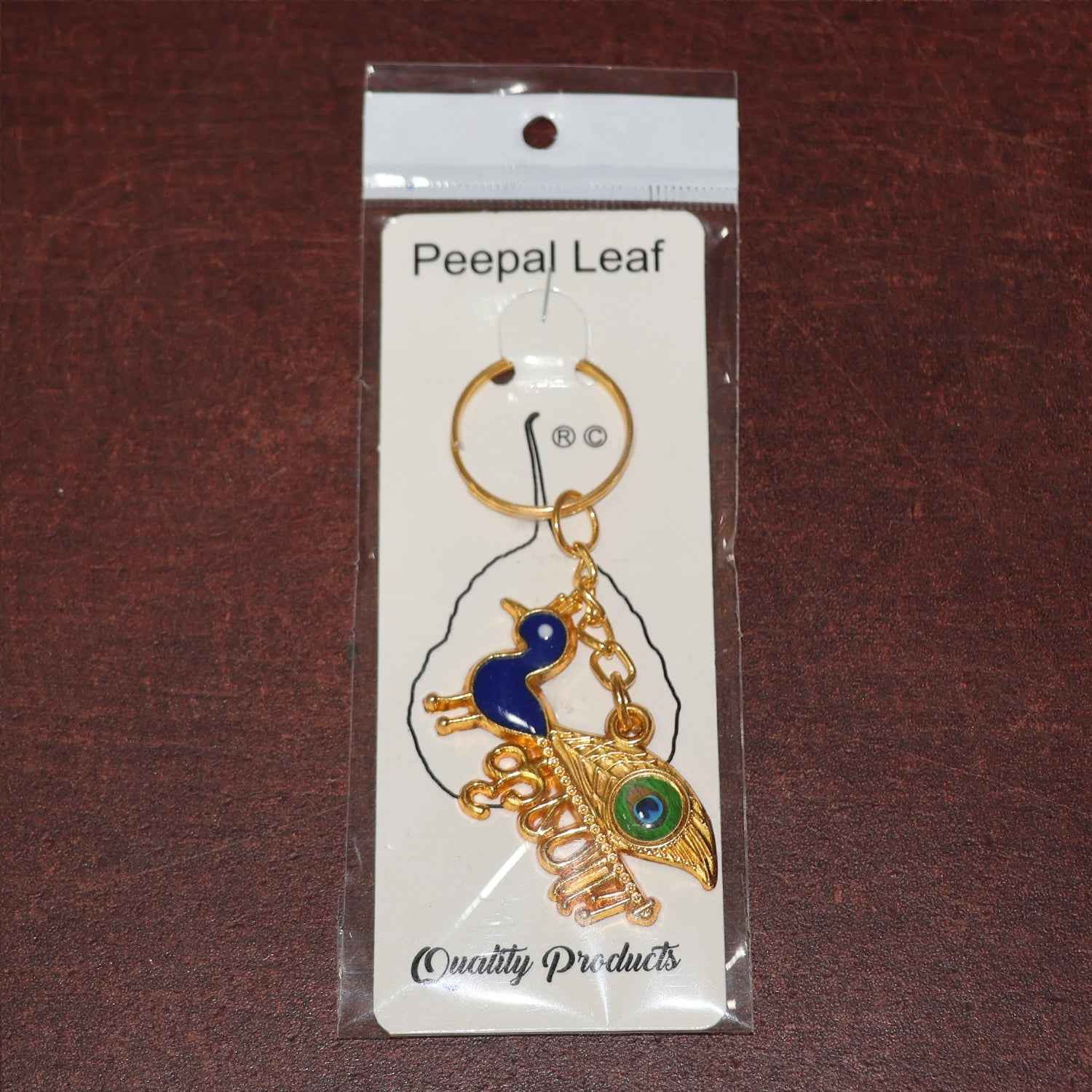 Krishna Peacock Design Golden Keychain (1 Pc)