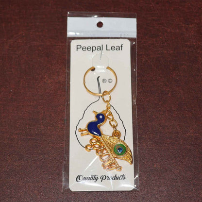 Krishna Peacock Design Golden Keychain (1 Pc)
