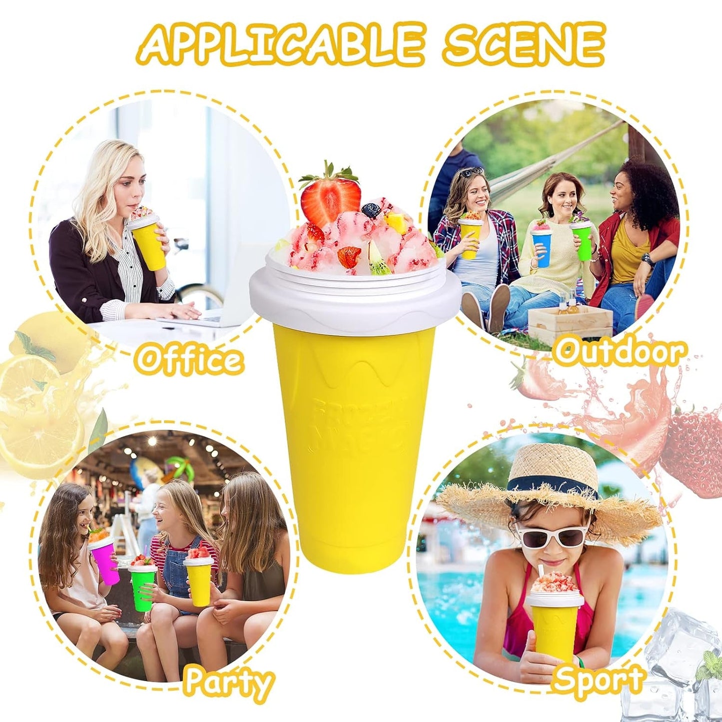 Magic Quick Frozen Smoothies Maker Cup – Double Layer Slushy Squeeze Cup (1 Pc)