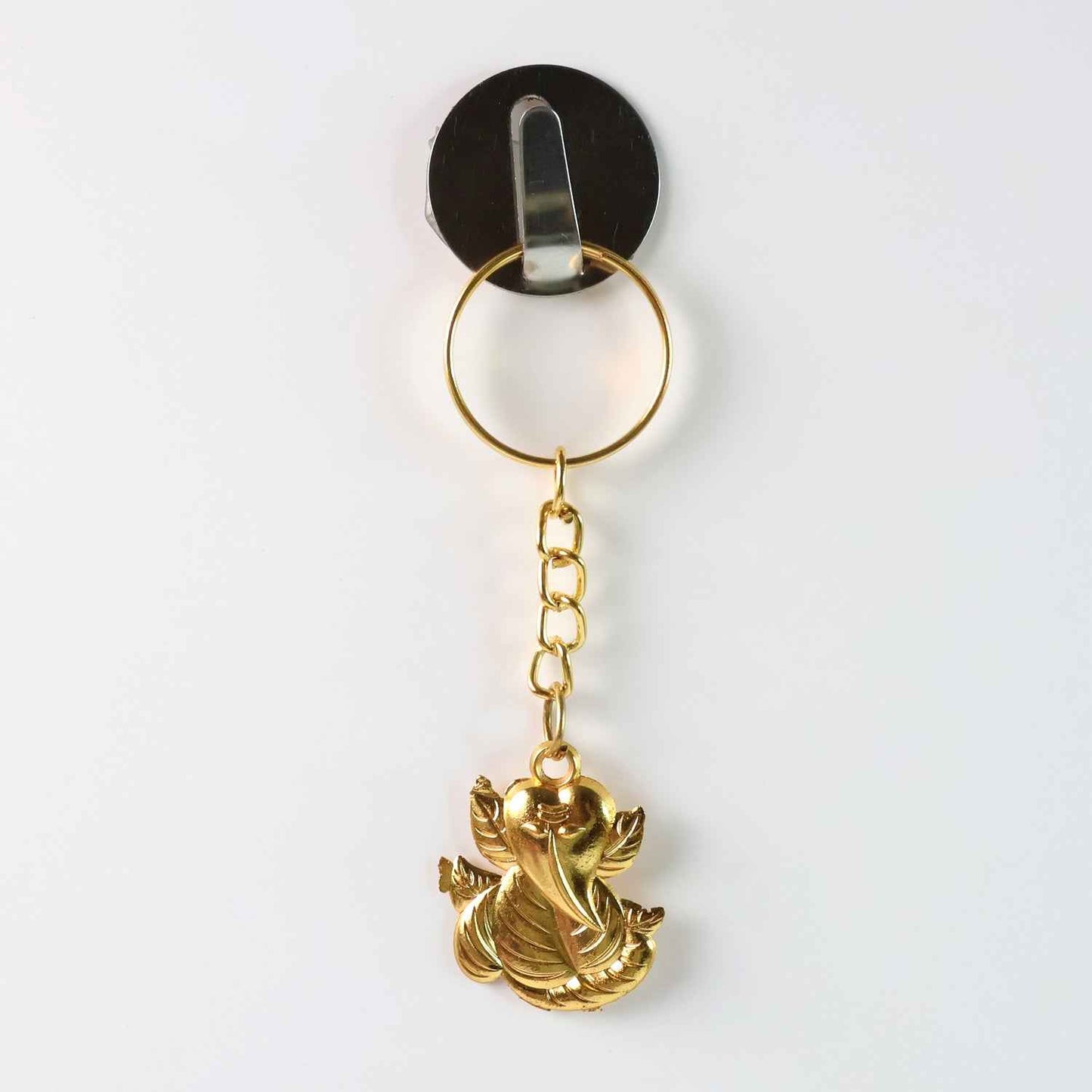 Golden Ganesh Leaf Design Keychain (1 Pc)