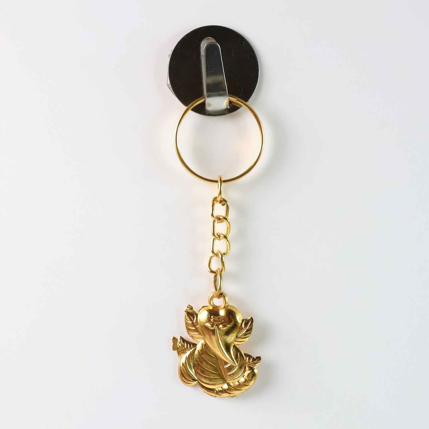 Golden Ganesh Leaf Design Keychain (1 Pc)