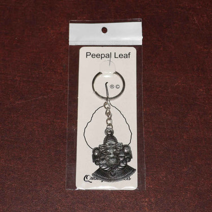 Lord Ganesha Sitting Design Silver Keychain (1 Pc)
