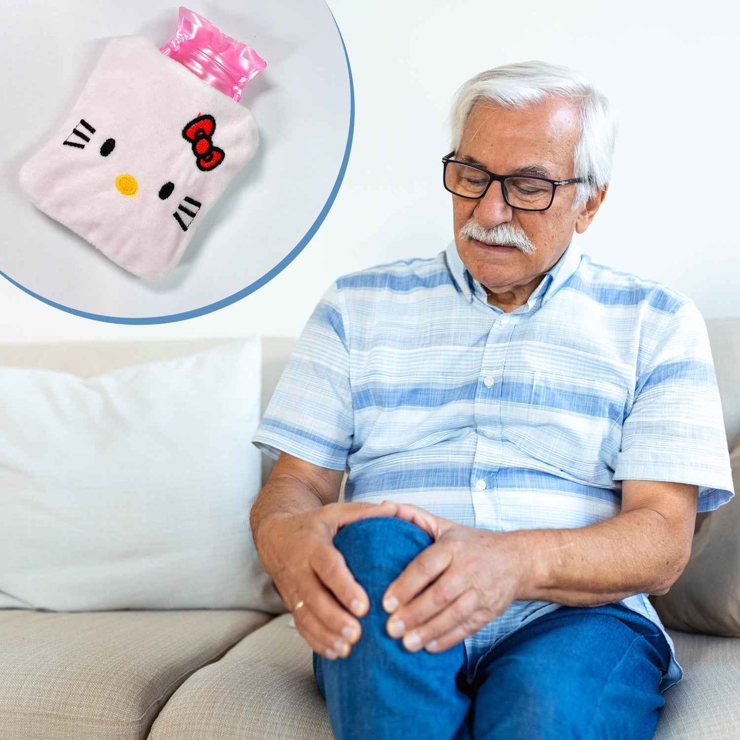 White Hello Kitty Small Hot Water Bag – Pain Relief for Neck, Shoulder, Hand & Feet, Menstrual Cramps Warmer