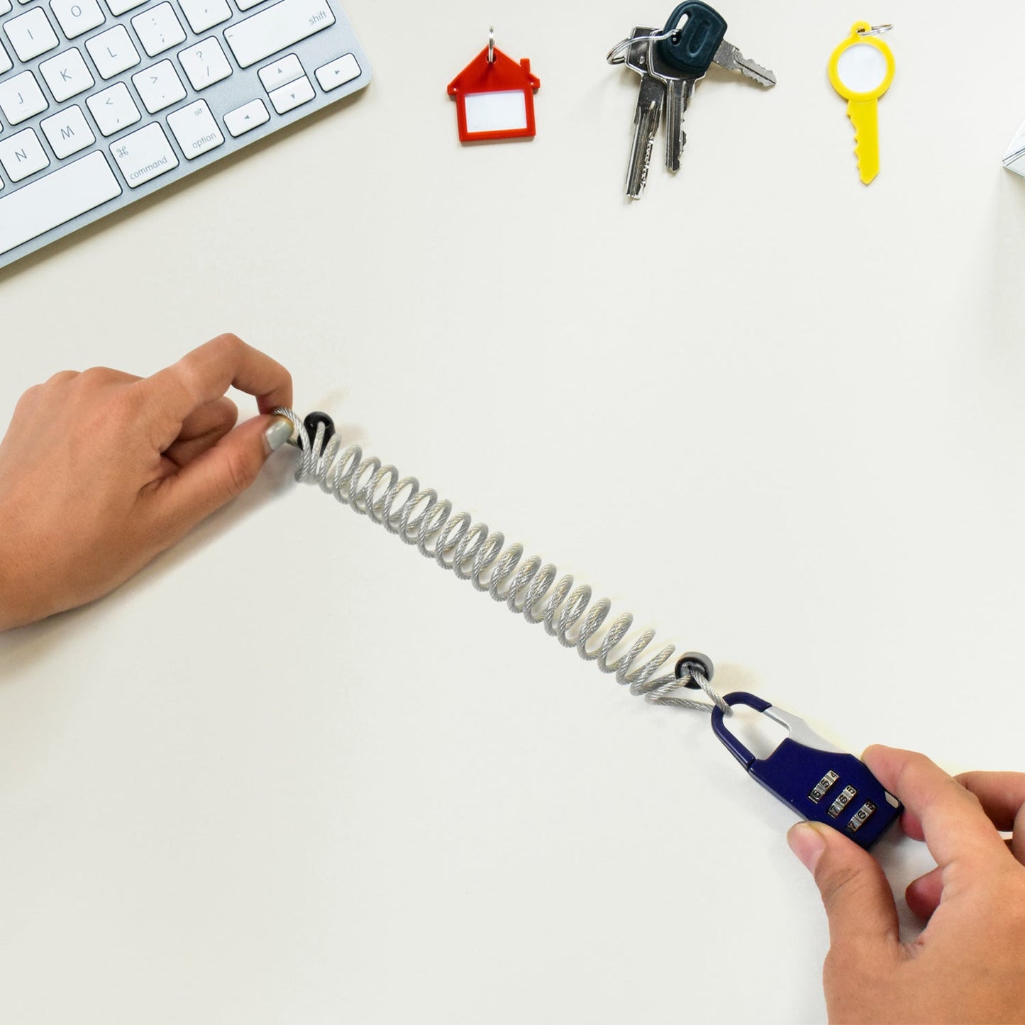 Anti-theft Dial Lock, Padlock, 3-Digit, Built-In Wire (1 Pc)