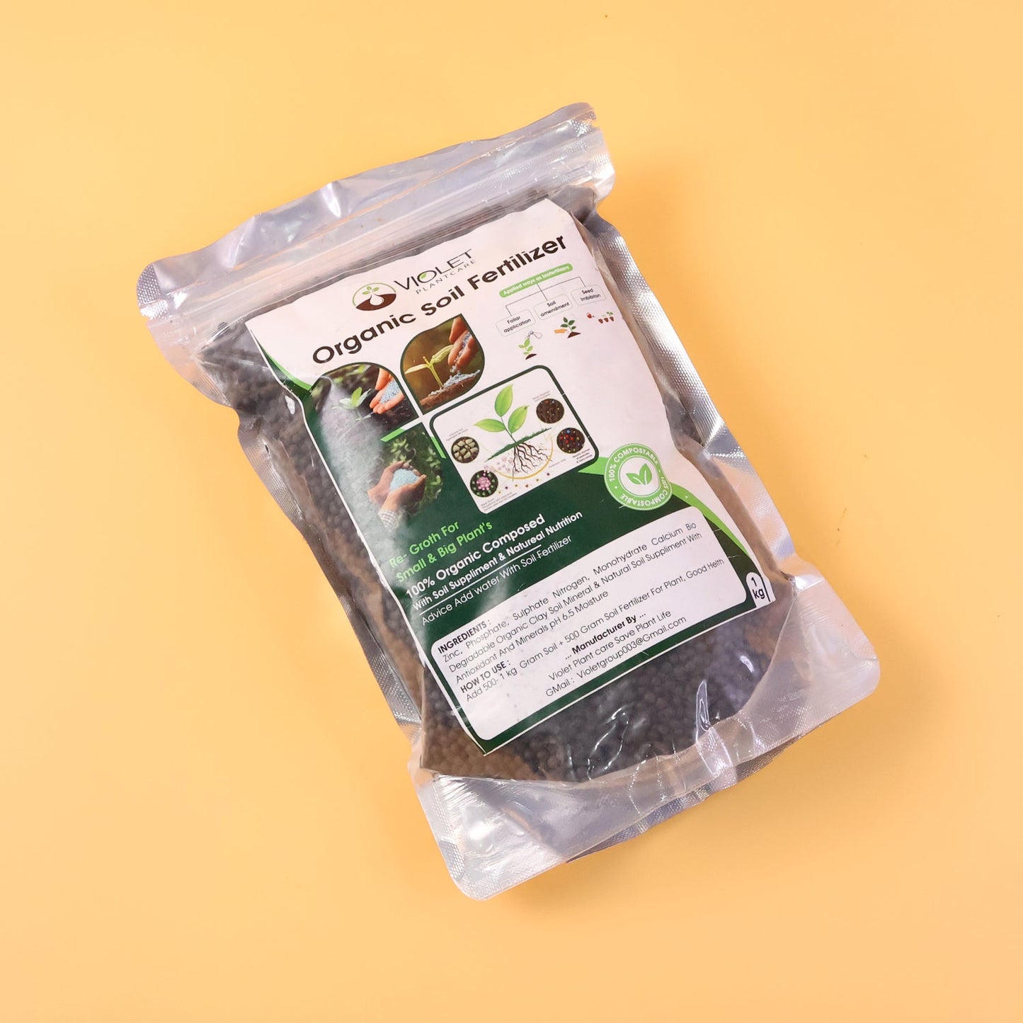 Black Organic Soil Fertilizer for Home Gardening (1 Pc, 1 Kg)