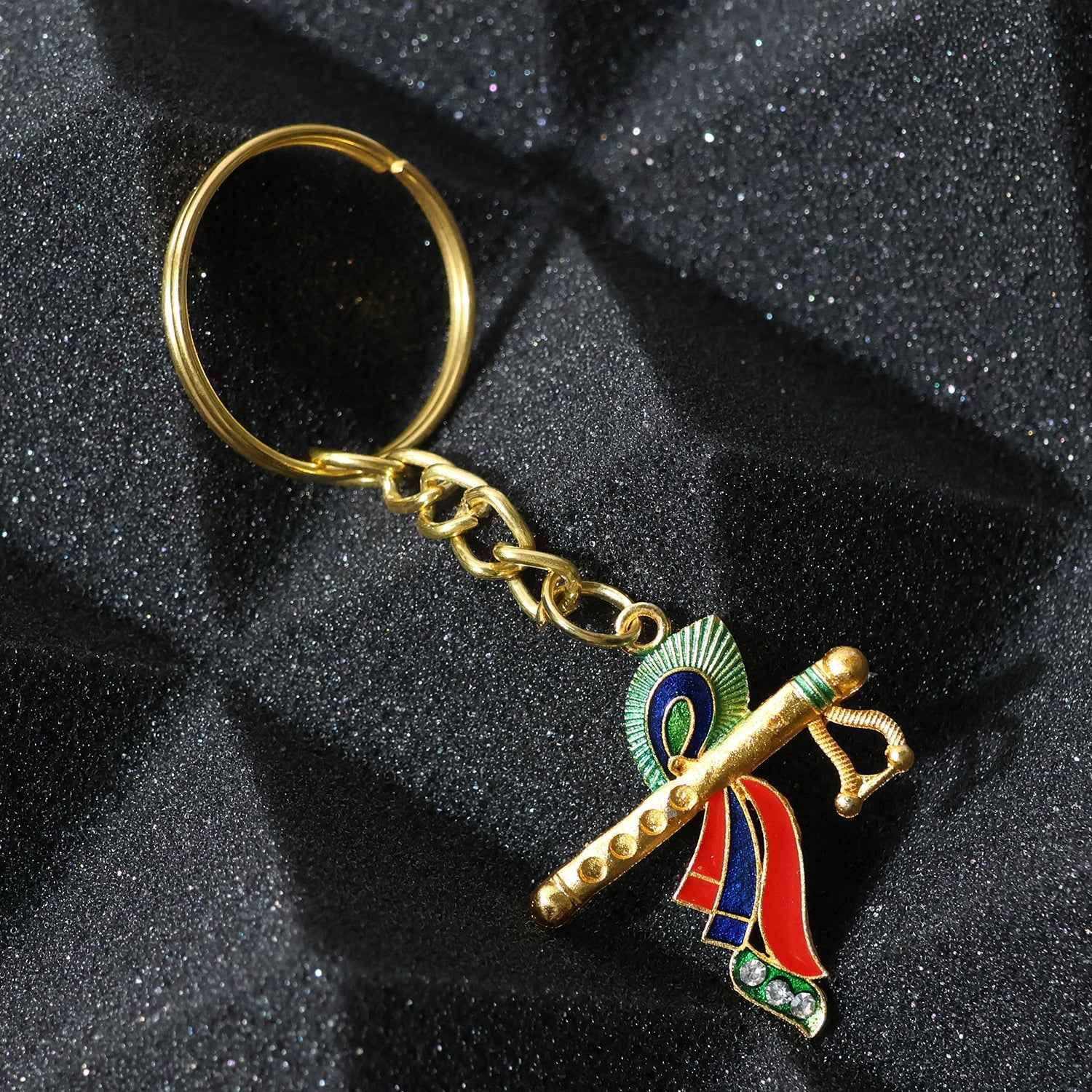 Krishna Flute with Peacock Feather Design Keychain (1 Pc)