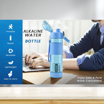 Alkaline Water Bottle with Food Grade Plastic, Stylish & Portable (Particulates Not Included)