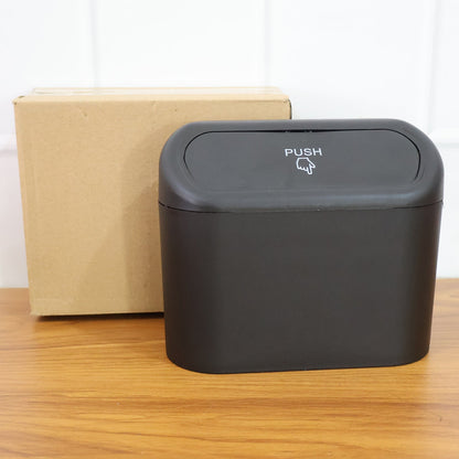 Mini Car Trash Can with Lid, Waterproof Car Trash Bin Storage Box (1 Pc)
