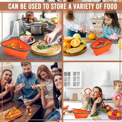 Reusable Expandable Pizza Storage Container with 5 Microwavable Trays