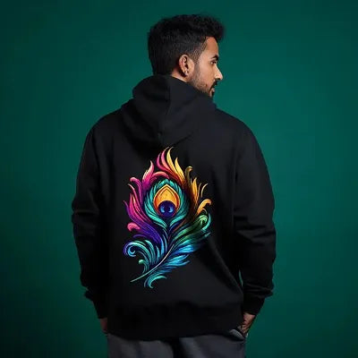 Peacock Feather Black Hoodies