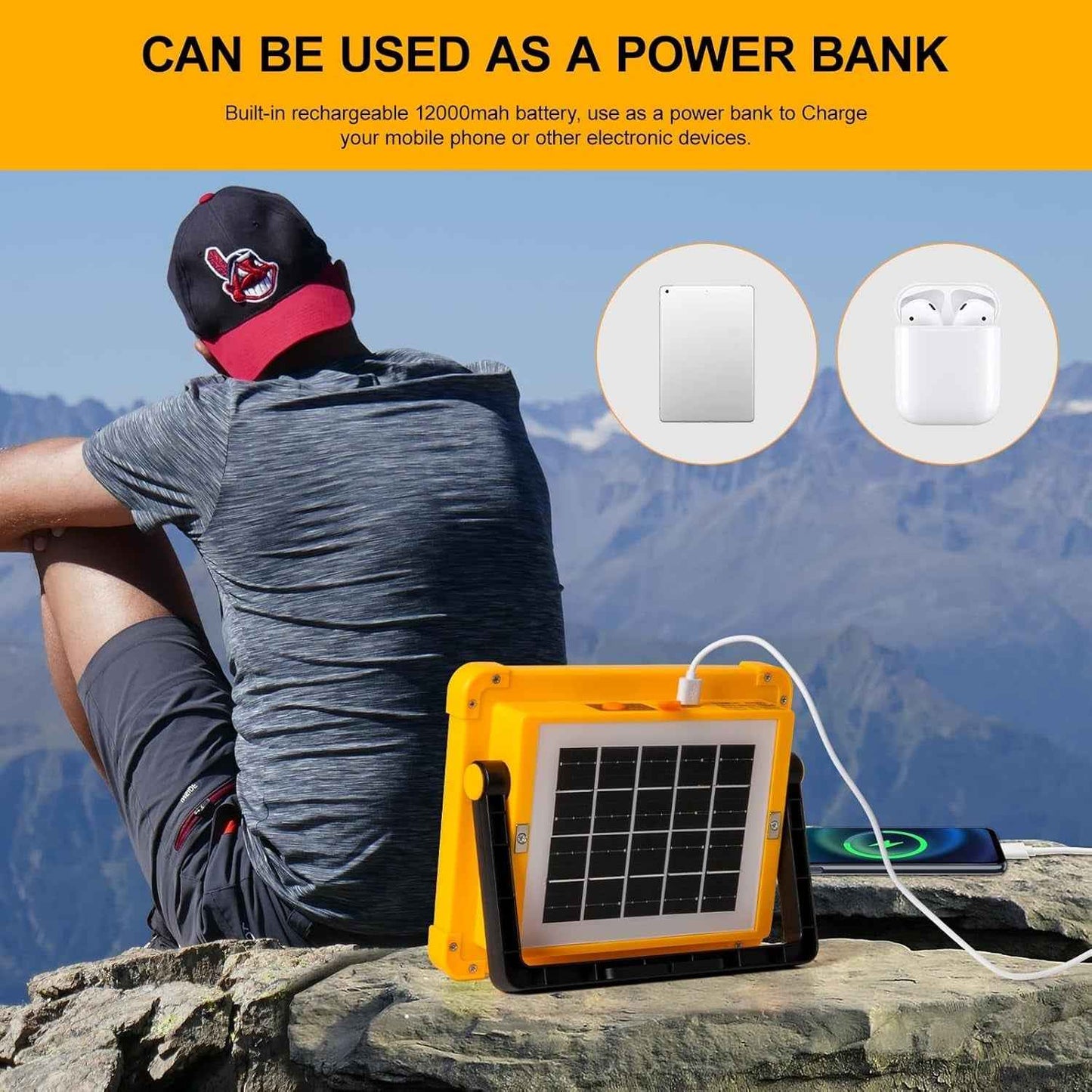 High-Brightness Solar LED Flood Light with Power Bank (1 Pc)