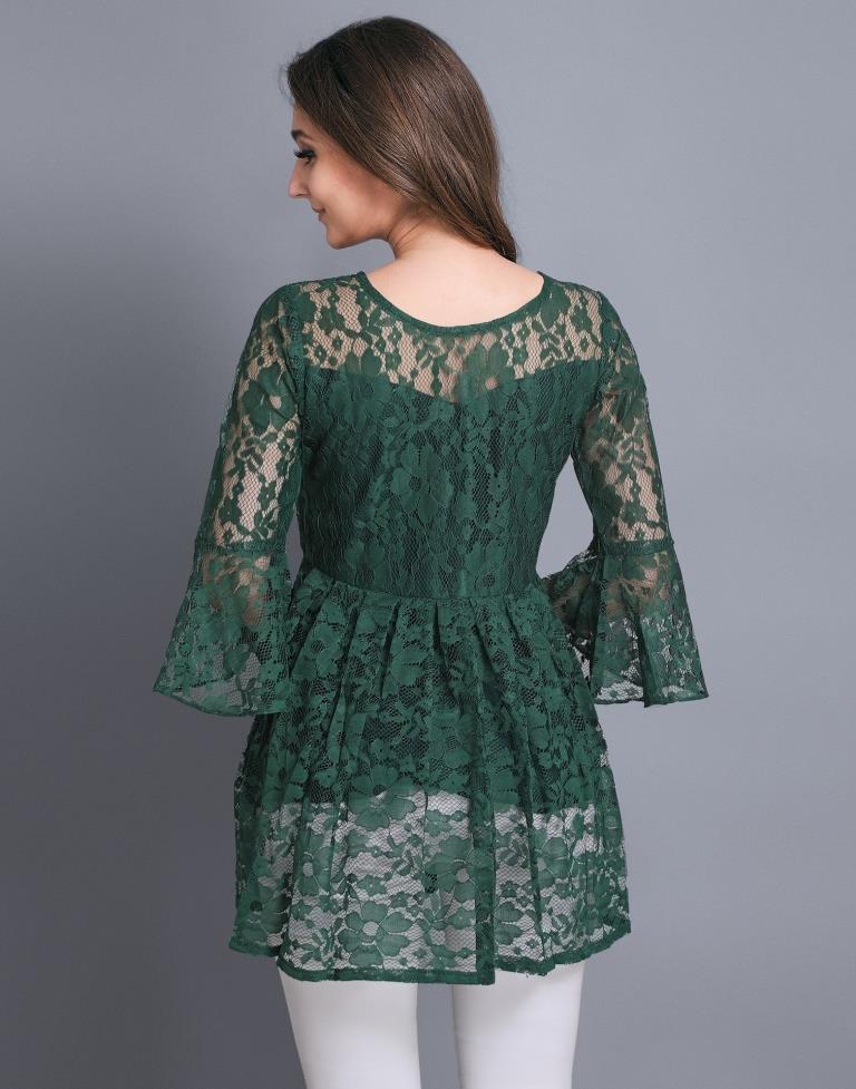 Adorable Green Coloured Net Russell Net Tops 