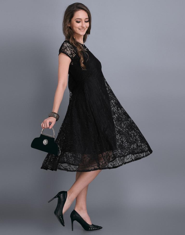 Black Coloured Net Russell Net Dress