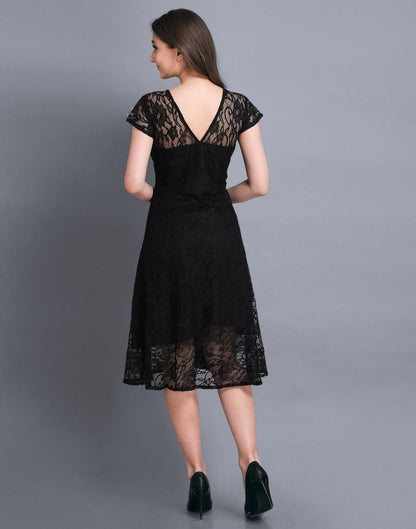 Black Coloured Net Russell Net Dress