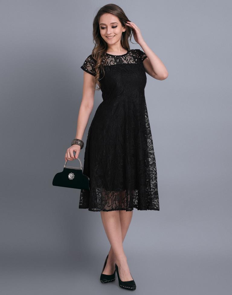 Black Coloured Net Russell Net Dress